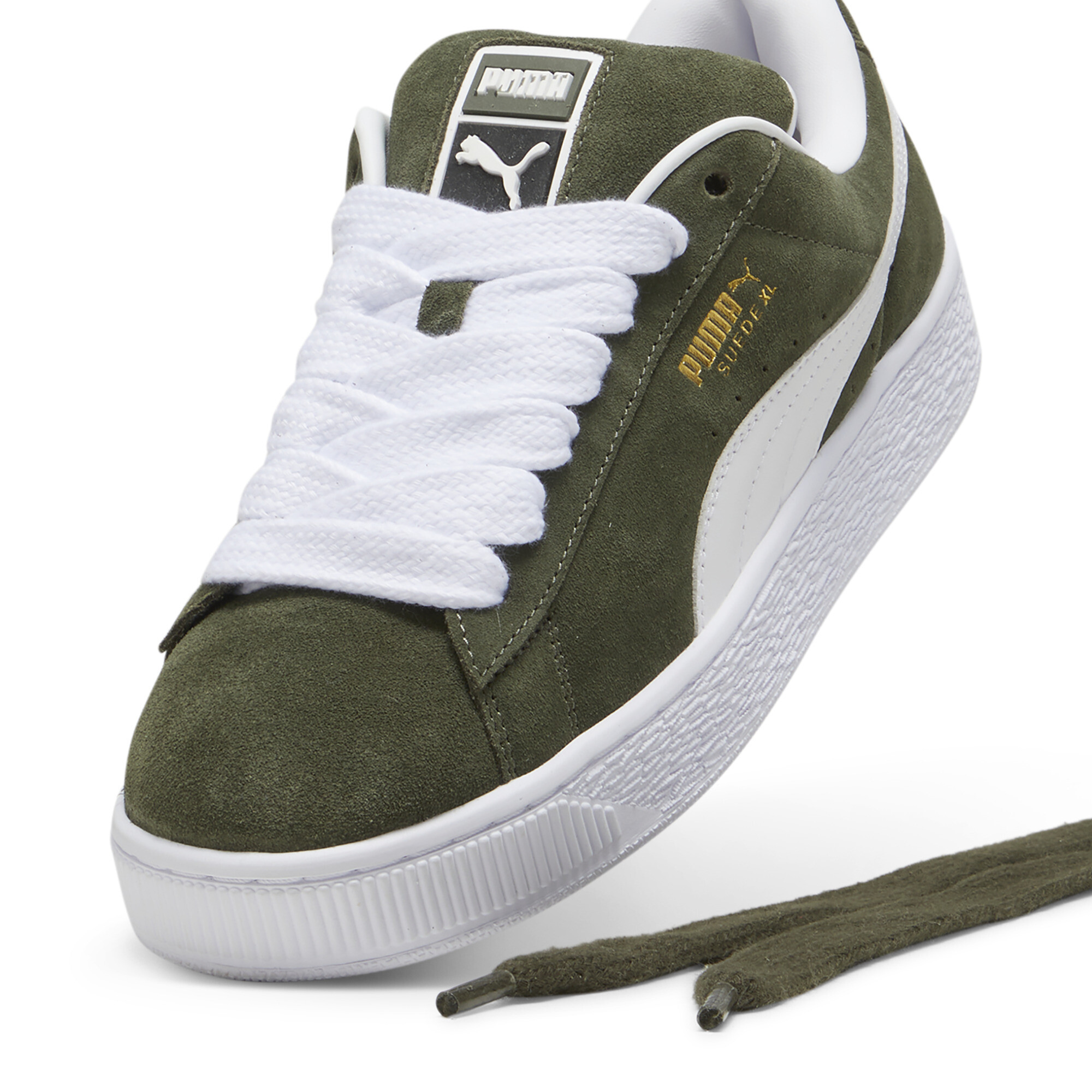 Kids' PUMA Suede XL Sneakers Unisex In Green, Size EU 37.5