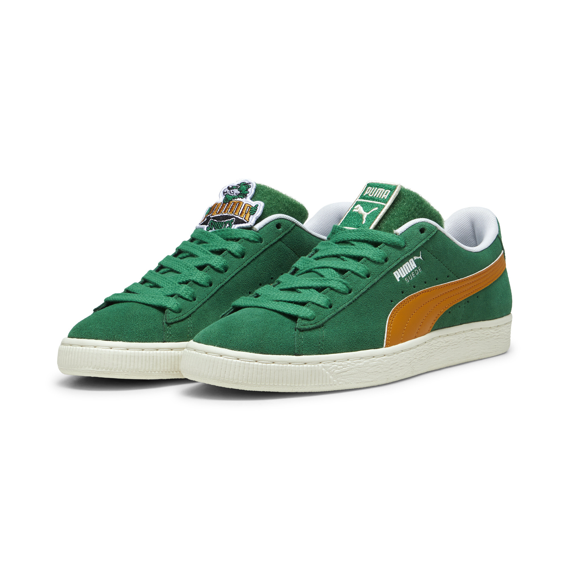 Puma Suede Patch Sneakers, Green, Size 36, Shoes