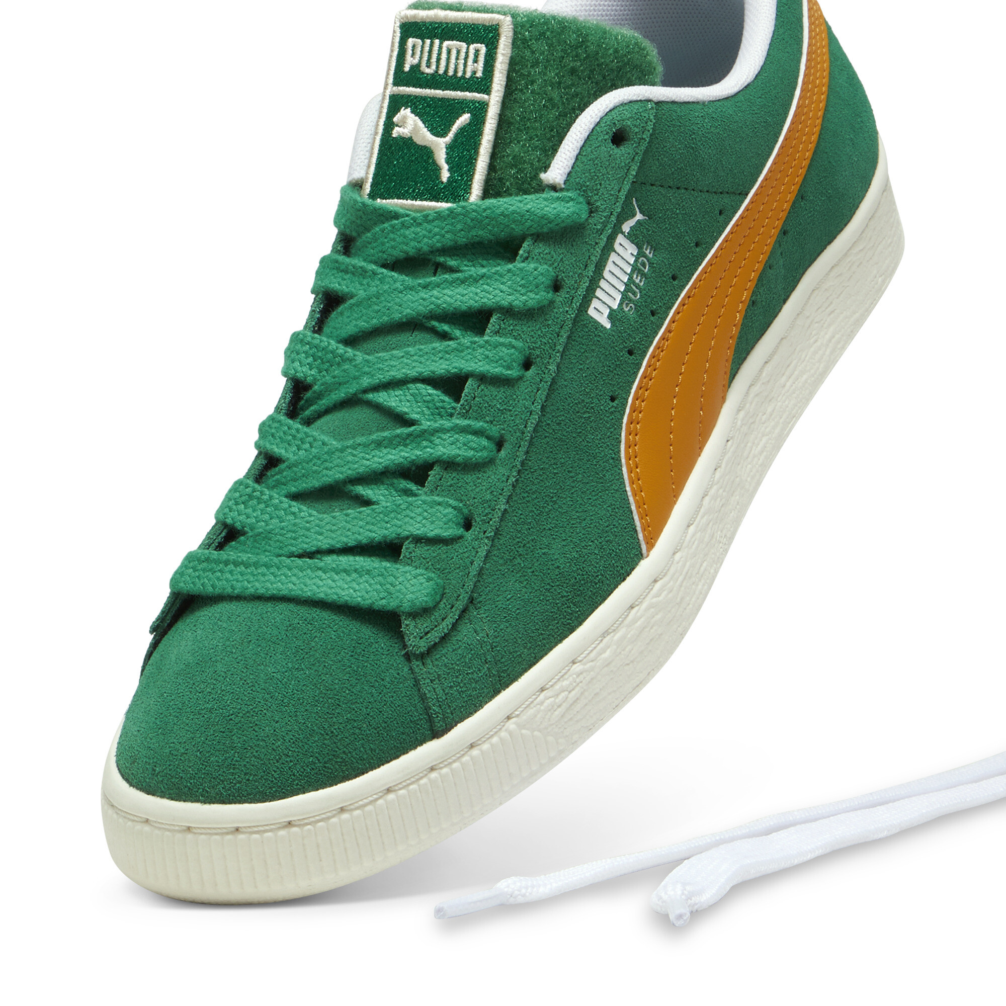 Puma Suede Patch Sneakers, Green, Size 36, Shoes