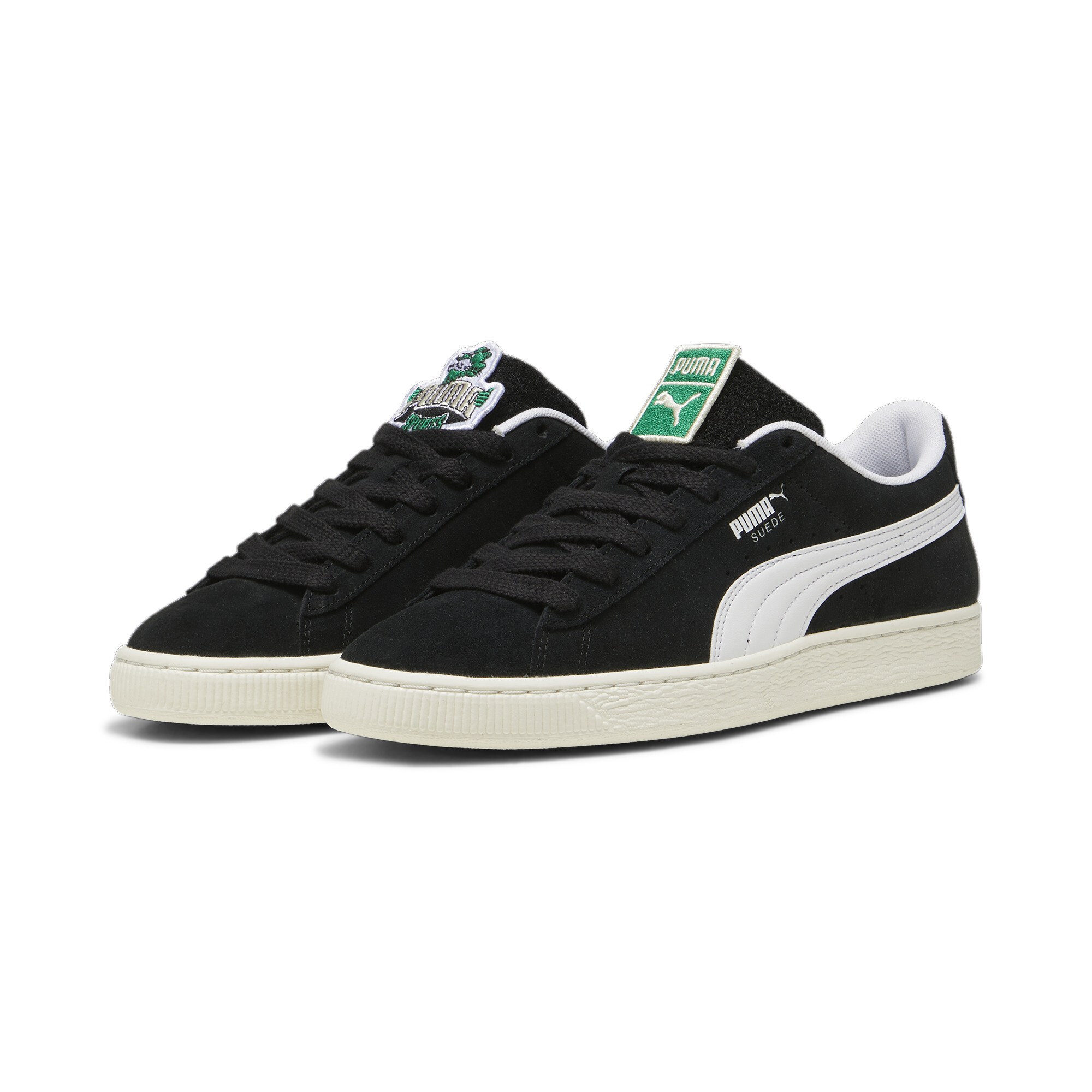 Puma Suede Patch Sneakers, Black, Size 46, Shoes