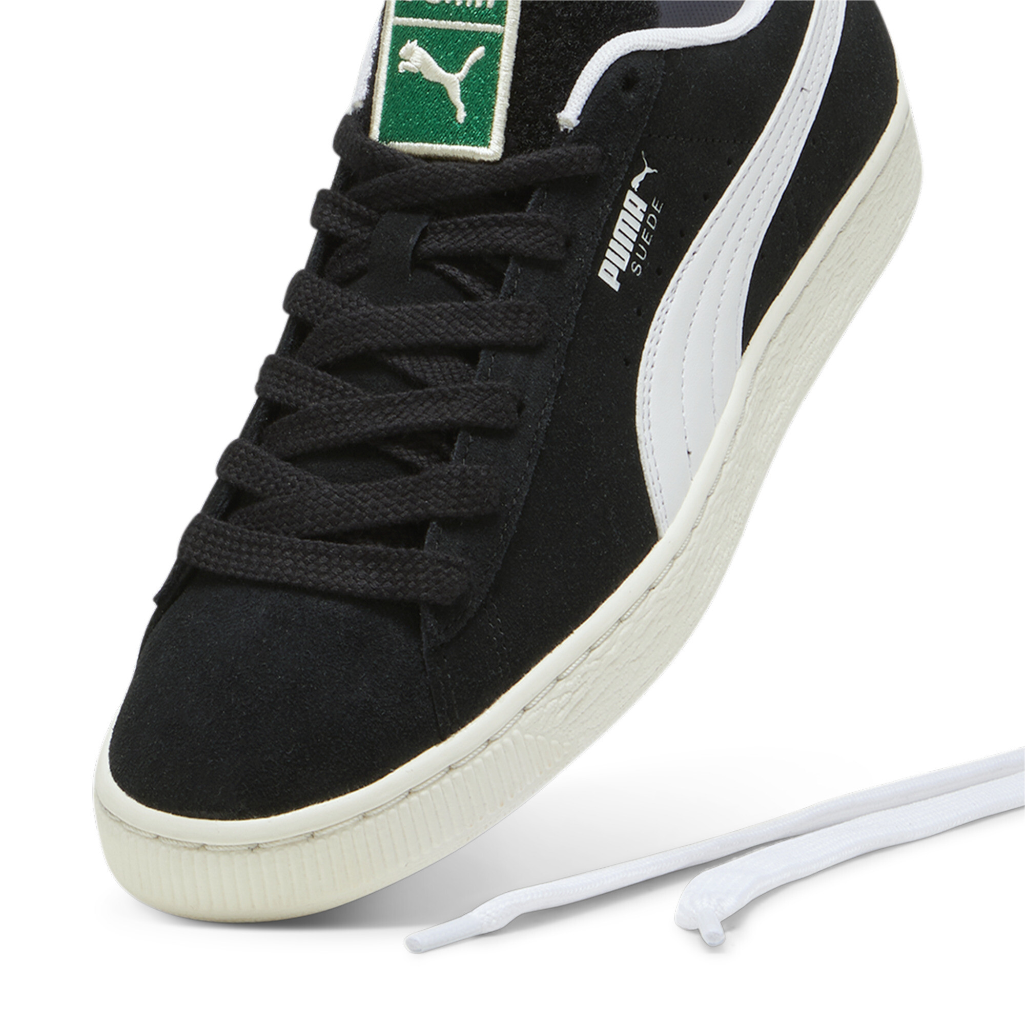 Puma Suede Patch Sneakers, Black, Size 46, Shoes