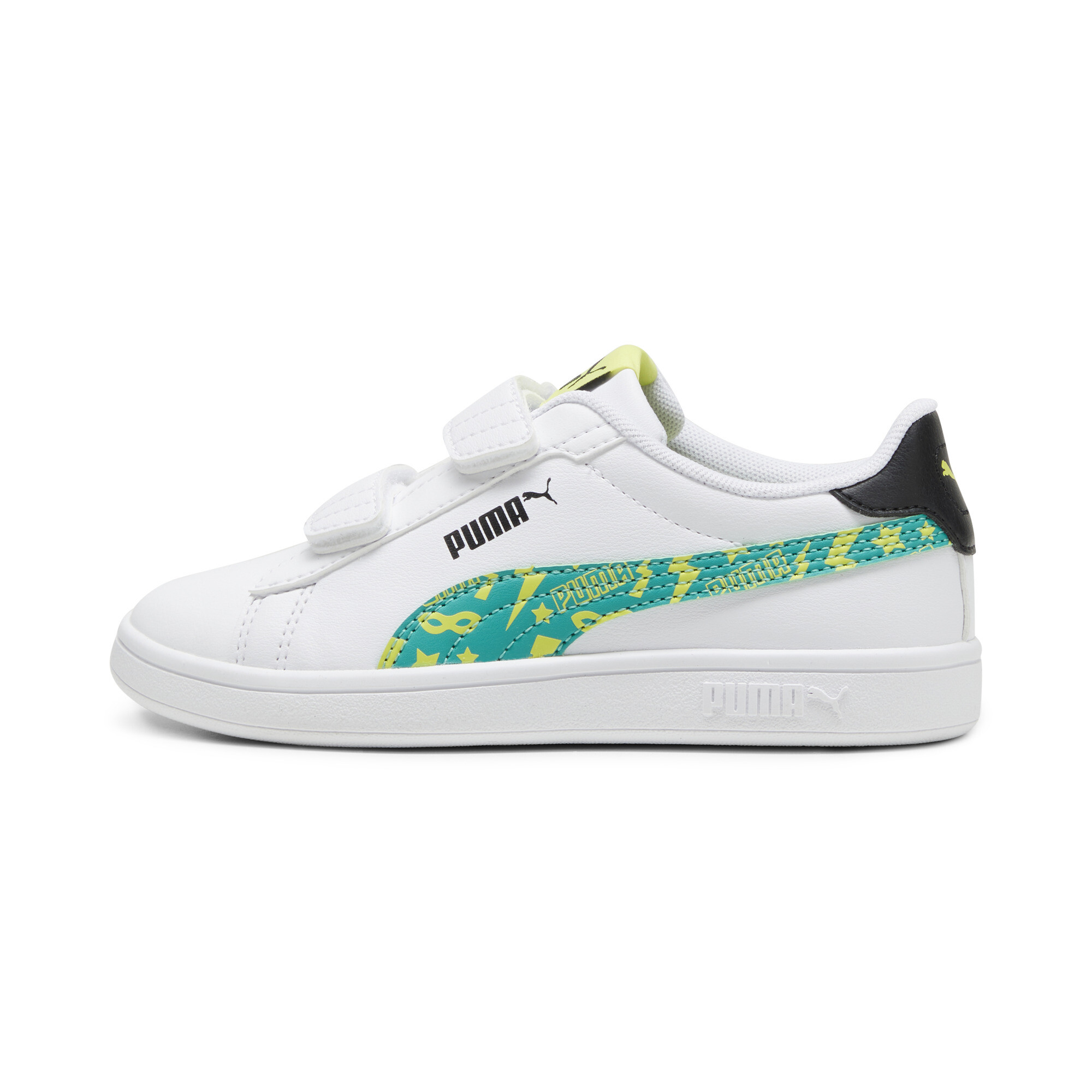 Puma Smash 3.0 Masked Hero Sneakers Schuhe Für Für Kinder | White/Sparkling Green/Lime Sheen | Größe: 35