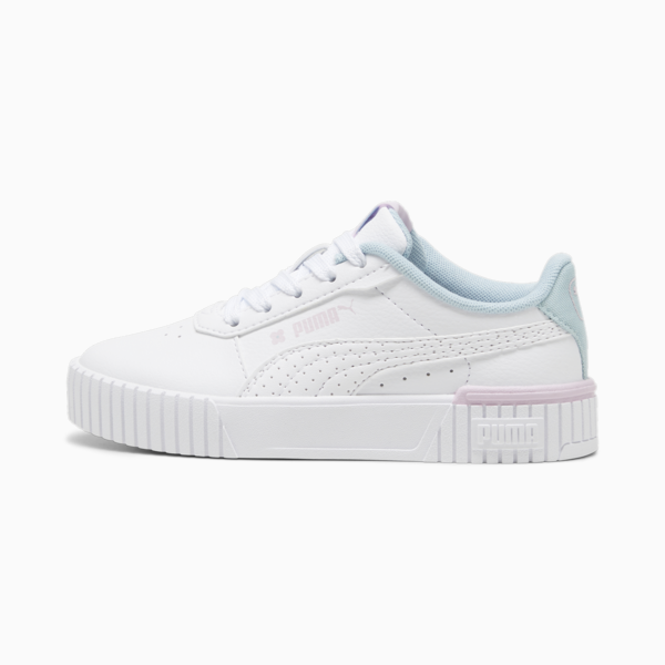 Carina 2.0 Tropical Kids' Sneakers, PUMA White-Turquoise Surf-Grape Mist, large-ZAF