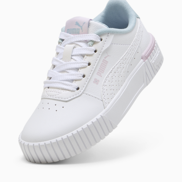 Carina 2.0 Tropical Kids' Sneakers, PUMA White-Turquoise Surf-Grape Mist, large-ZAF