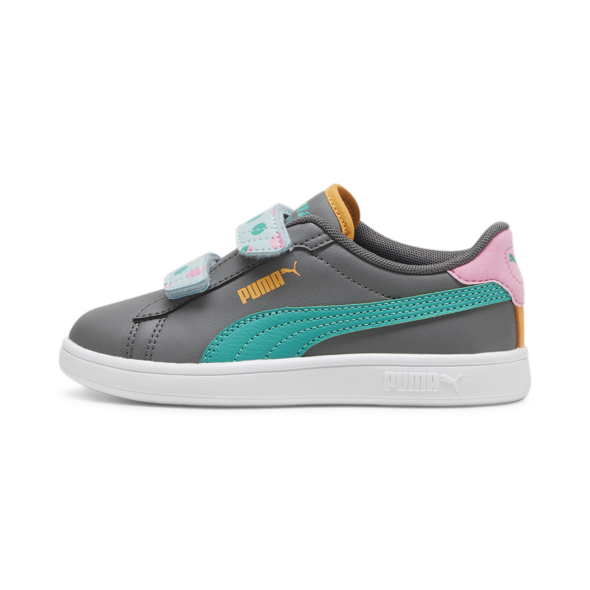 Puma Smash 3.0 Summer Camp Sneakers Kinder Schuhe | Mit Plain | Cool Dark Gray/Sparkling Green/White | Größe: 27.5