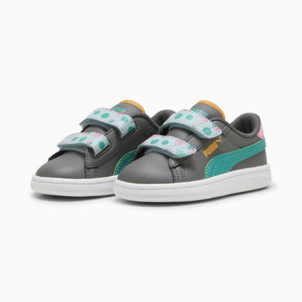 PUMA Smash 3.0 Summer Camp Toddlers' Sneakers, Cool Dark Gray-Sparkling Green-PUMA White, large-ZAF