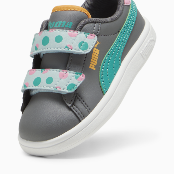 PUMA Smash 3.0 Summer Camp Toddlers' Sneakers, Cool Dark Gray-Sparkling Green-PUMA White, large-ZAF