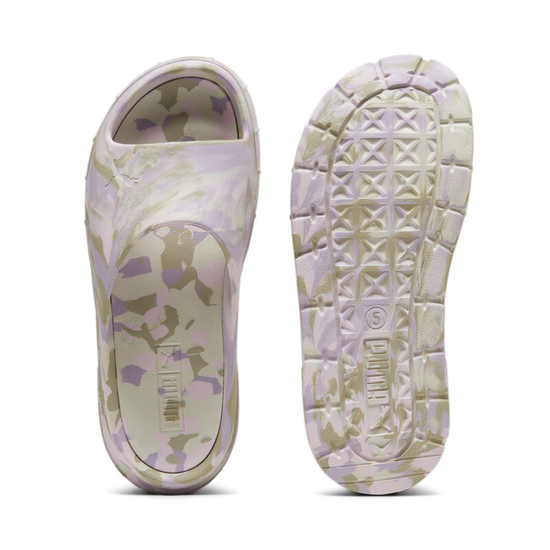 Women's PUMA Mayze Stack Injex Marble Slides in White/Gray/Pink size UK 6
