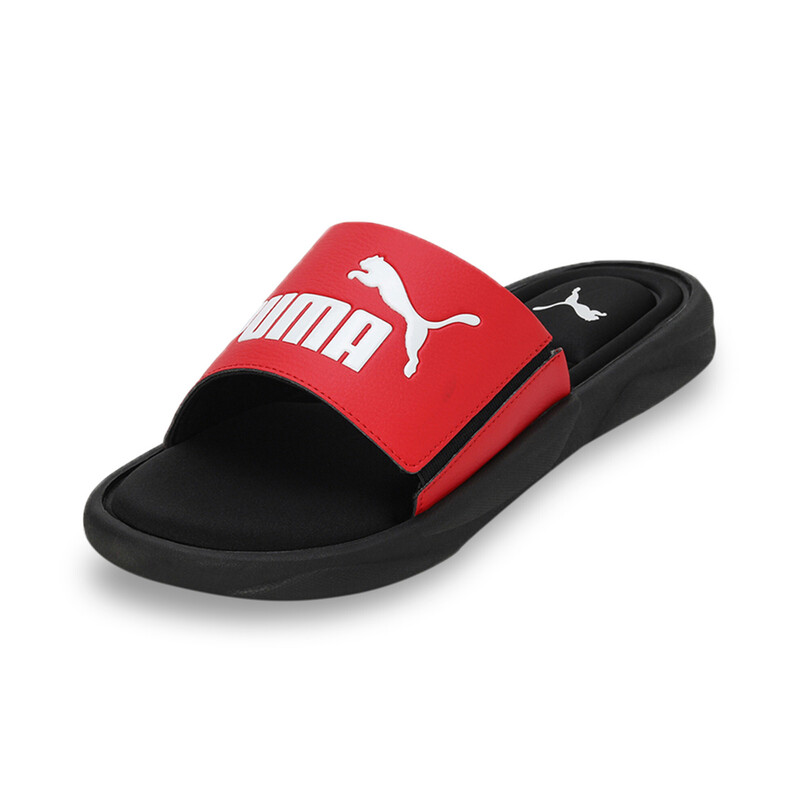 PUMA Royalcat Memory Foam Unisex Slides in White/Black/Red size UK 6