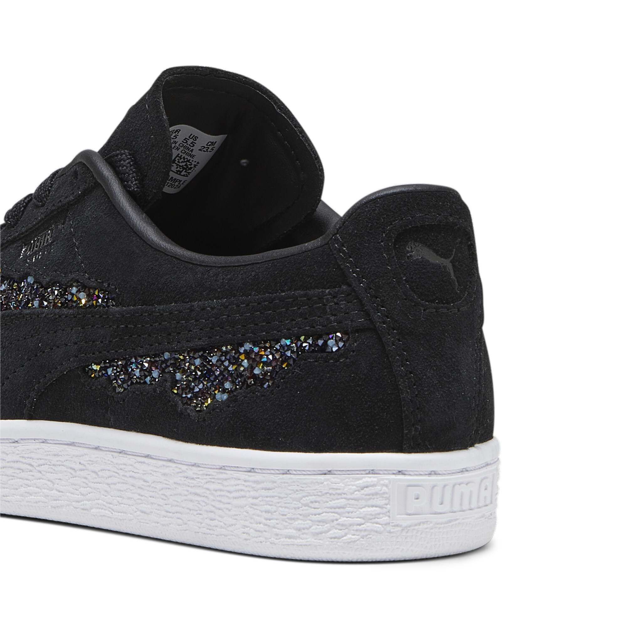 Women's PUMA Swarovski Crystals Suede Sneakers In Black, Size EU 35.5