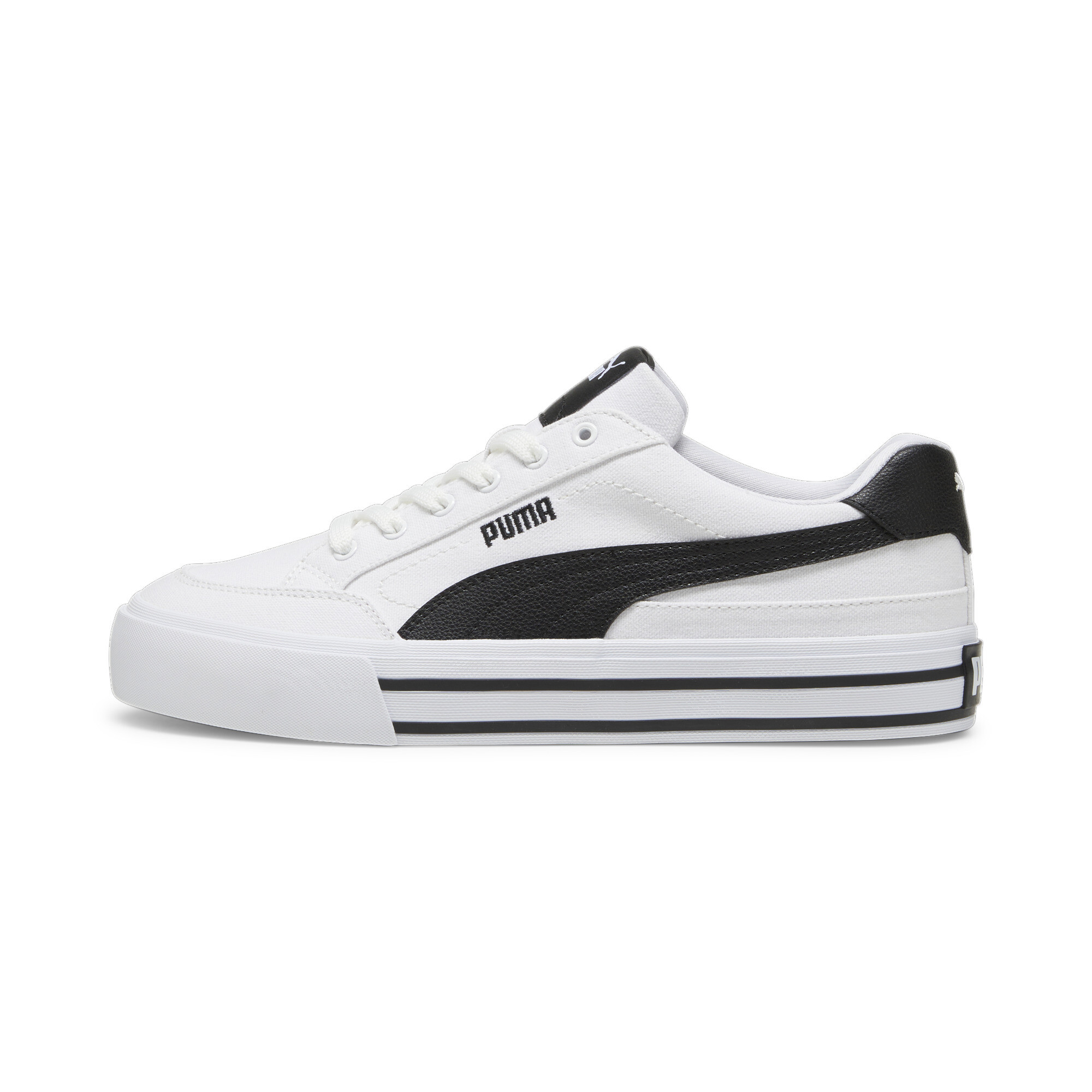 Puma Court Classic Vulcanised Formstrip Unisex Sneakers Schuhe | Mit Plain | White/Black | Größe: 39