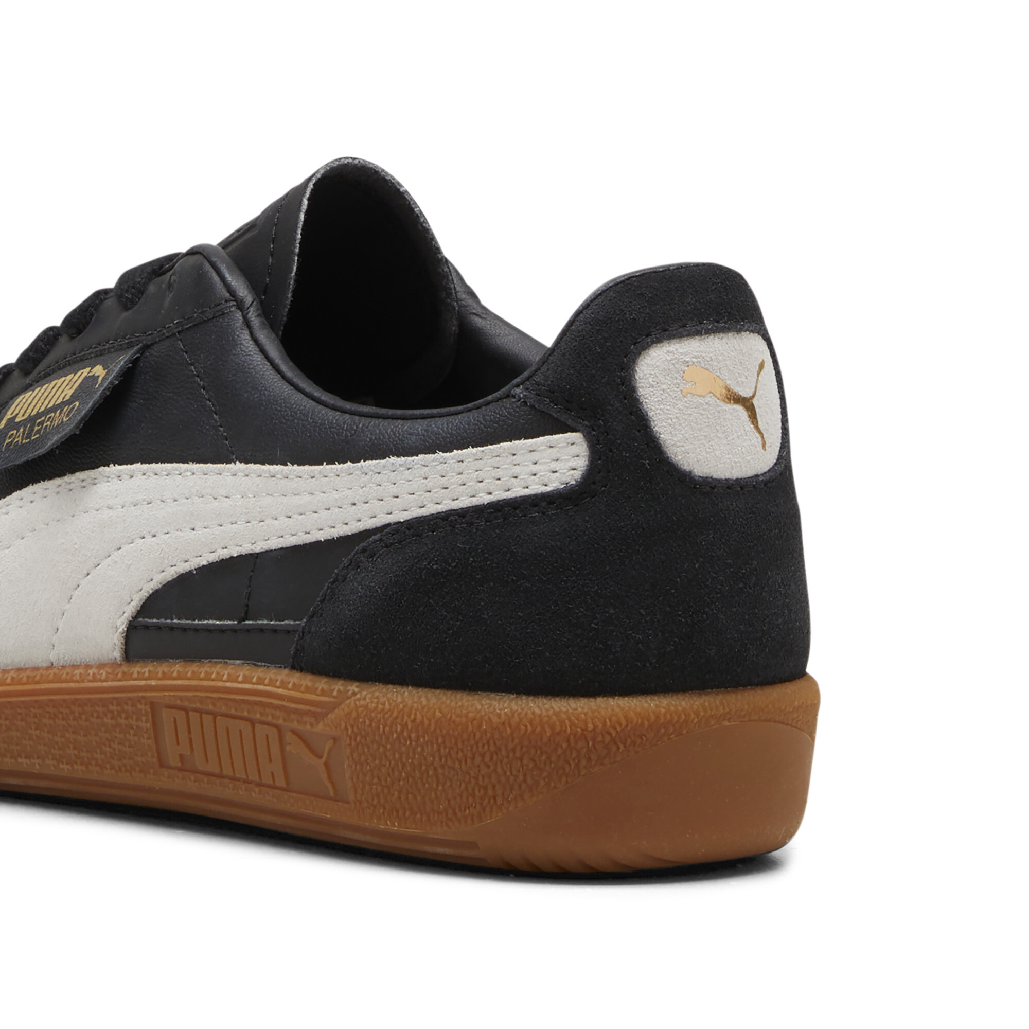 PUMA Palermo leren sneakers uniseks, Zwart/Grijs, Maat 37,5 thumbnail 5
