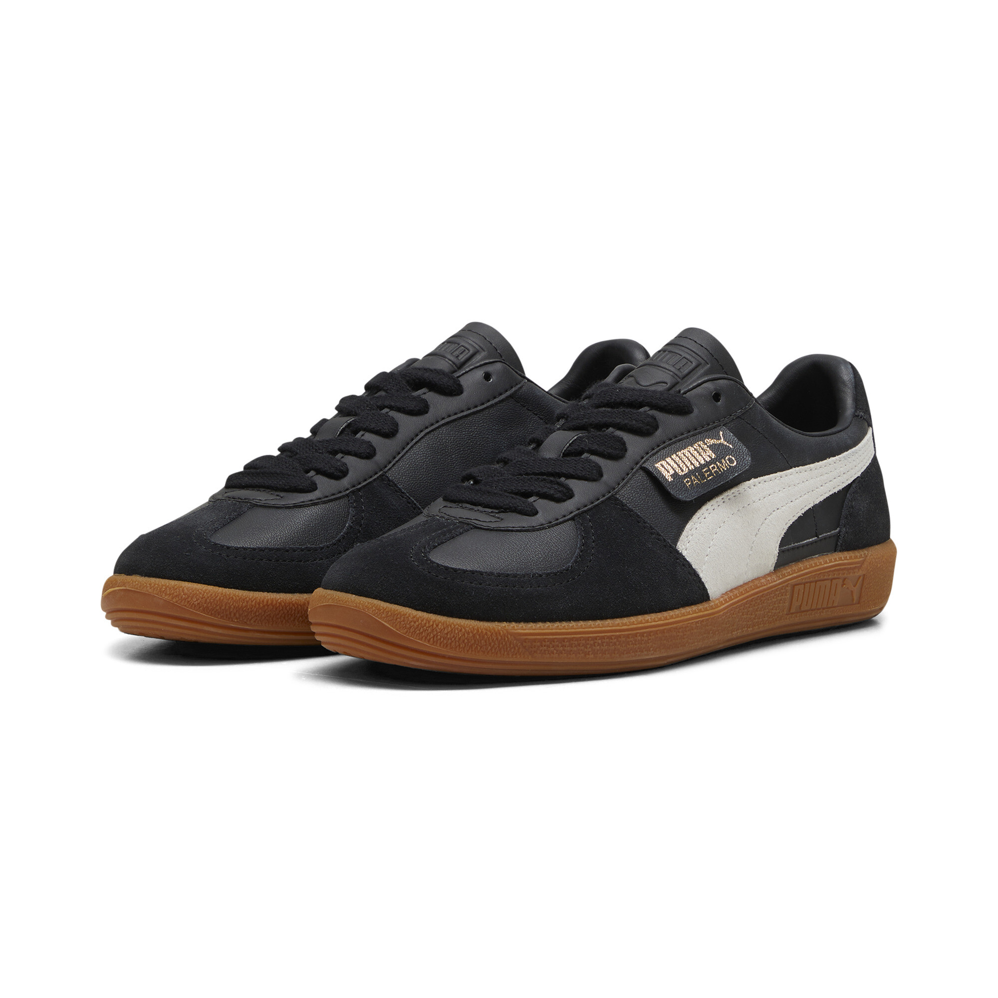 PUMA Palermo leren sneakers uniseks, Zwart/Grijs, Maat 37,5 thumbnail 6