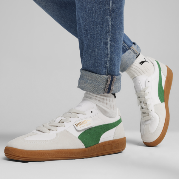 Tenis casuales de piel Palermo, PUMA White-Vapor Gray-Archive Green, large-MEX