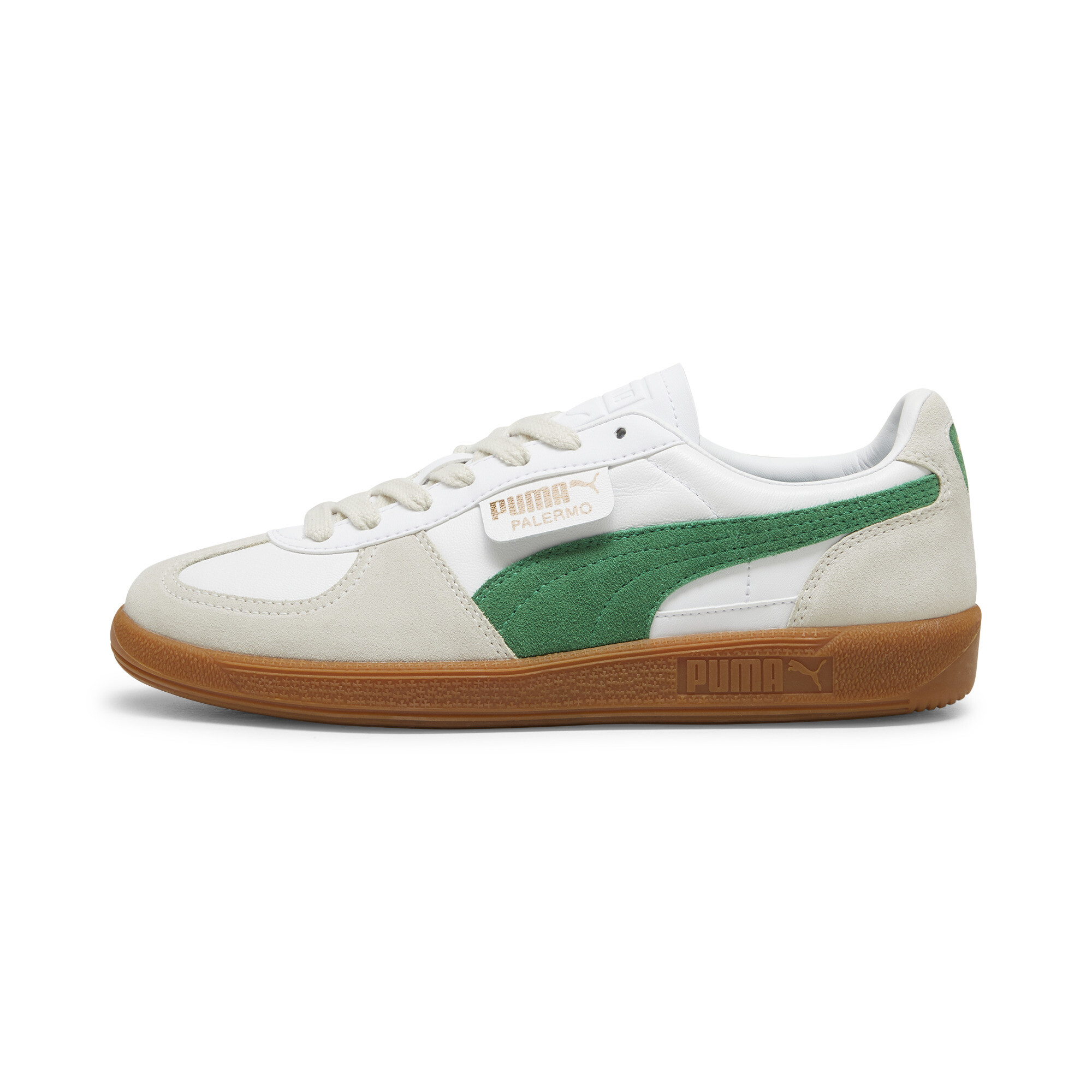 Thumbnail - Puma Palermo Leather Sneakers Unisex Schuhe | Mit Plain | White/Vapor Gray/Archive Green | Größe: 37