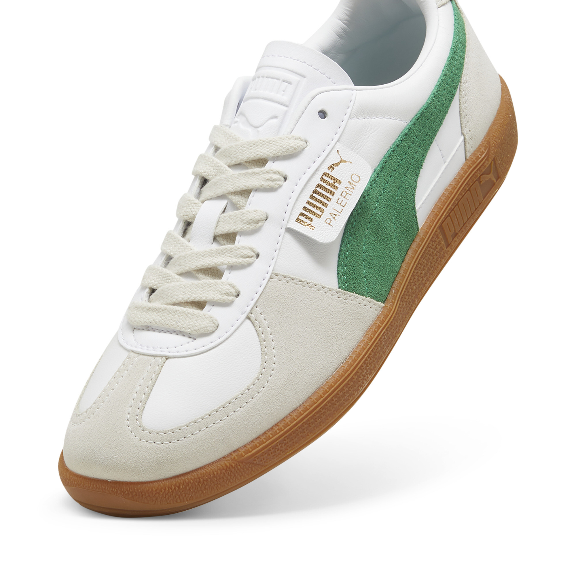 Palermo leren sneakers uniseks, Groen/Grijs/Wit, Maat 47 | PUMA