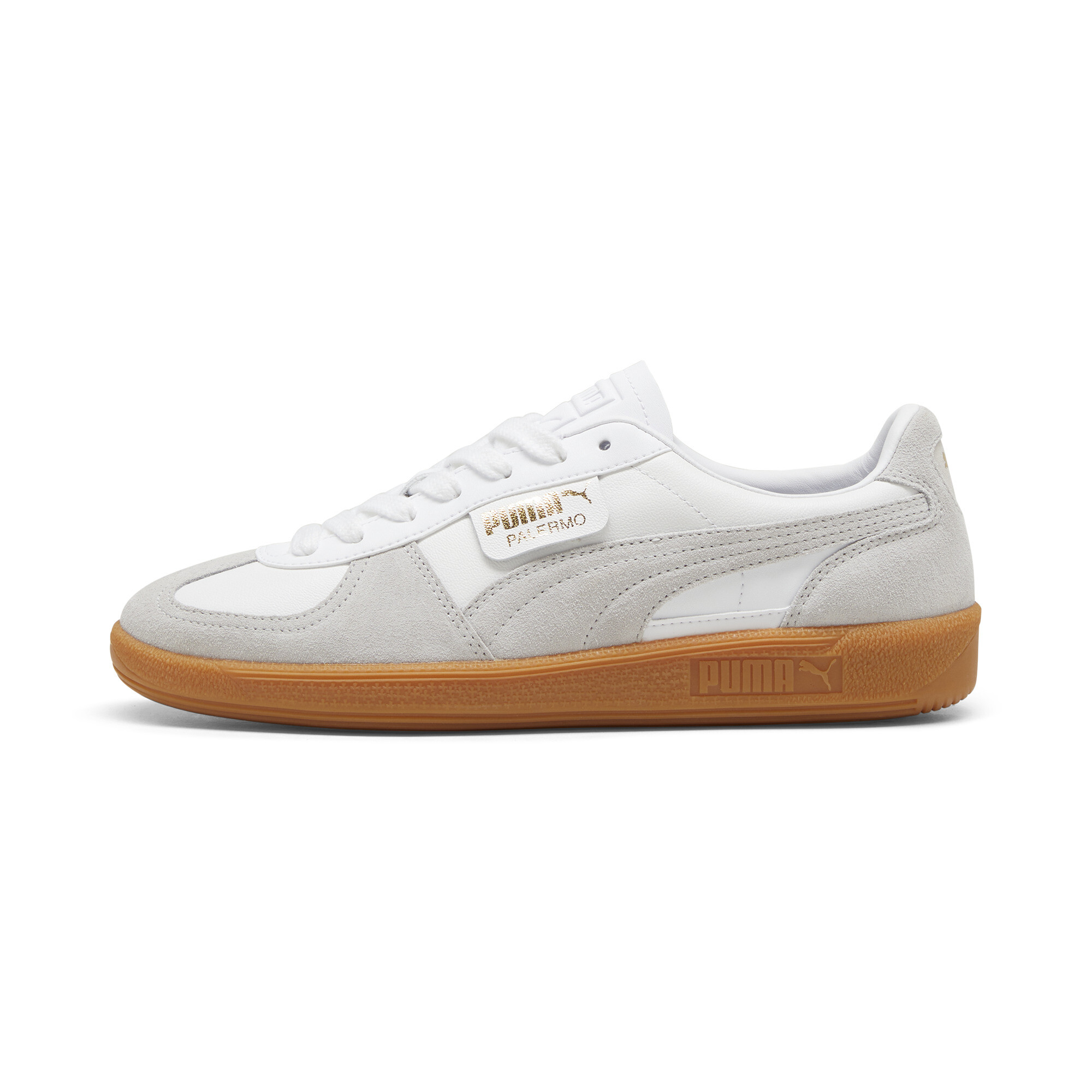 Puma Palermo Leather Sneakers Unisex Schuhe | Mit Colorful | White/Glacial Gray/Gum | Größe: 38