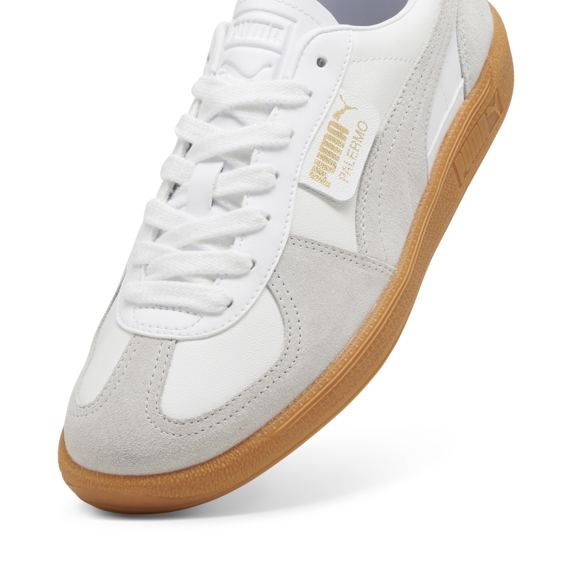 PUMA Palermo leren sneakers uniseks, Wit/Grijs