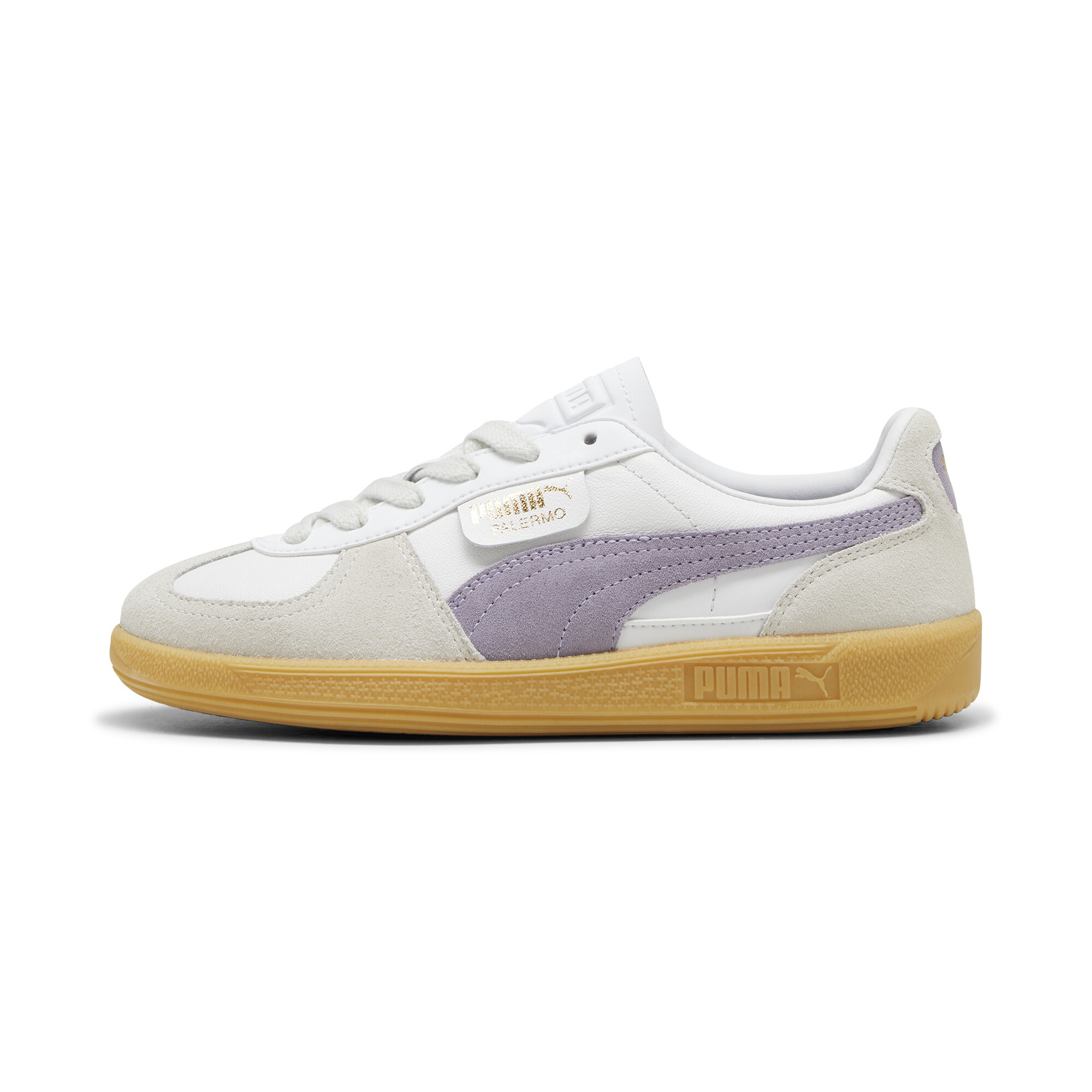 Puma Palermo Leather Sneakers Unisex Schuhe | Mit Colorful | White/Pale Plum/Gum | Größe: 38