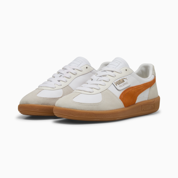 Palermo Leather Sneakers Unisex, PUMA White-Warm White-Orange Glo, large-ZAF