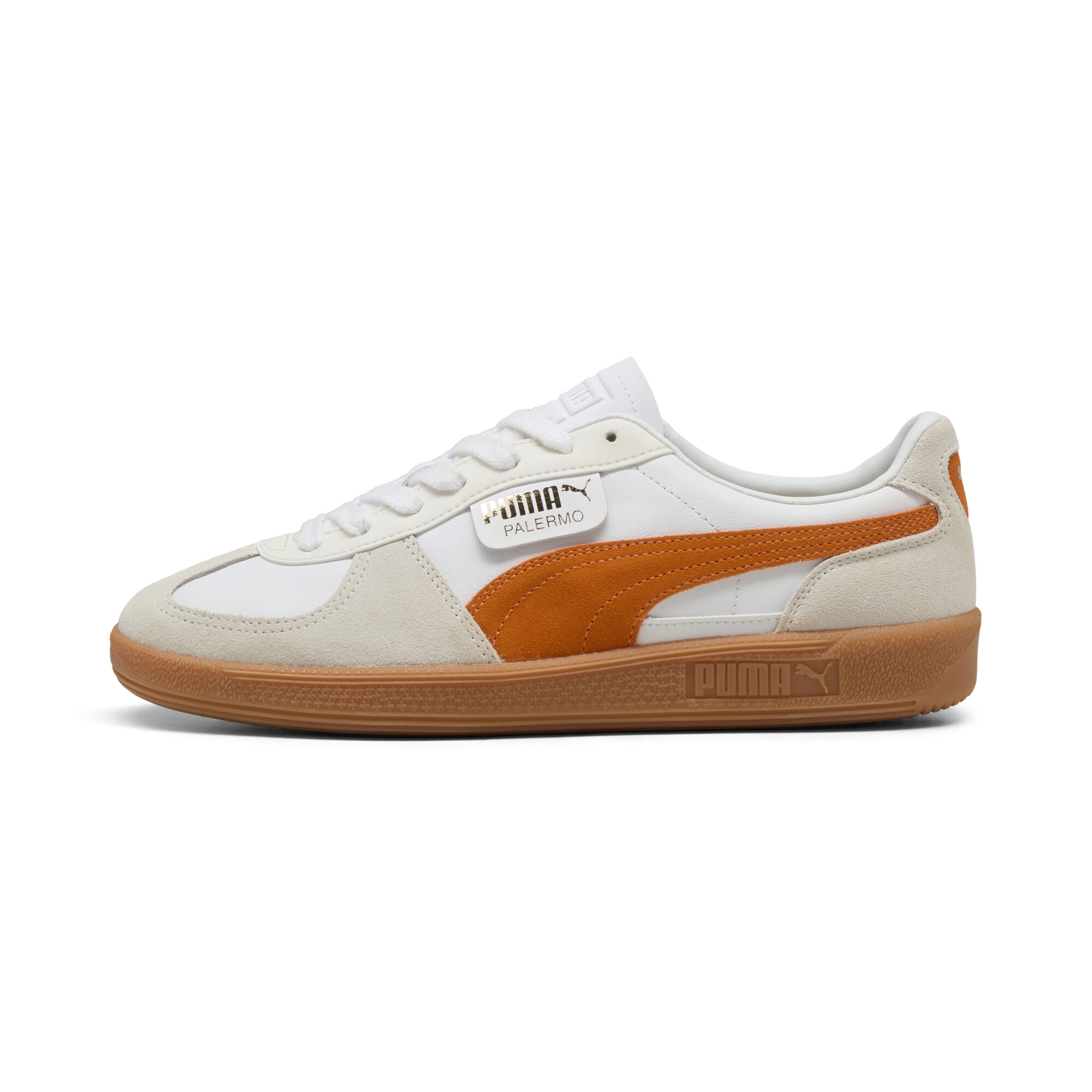 Puma Palermo Leather Sneakers Unisex Schuhe | Mit Colorful | White/Warm White/Orange Glo | Größe: 36