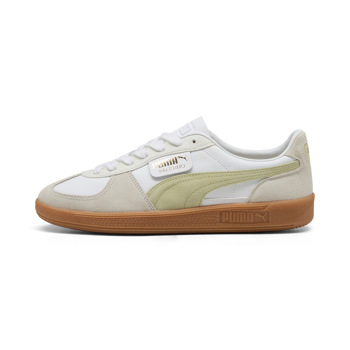Palermo Sneakers Unisex in White/Vapor Gray Pistachio Green by PUMA, UK 12