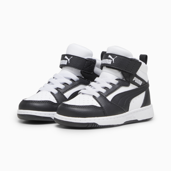 PUMA Rebound V6 Mid Toddlers' Sneakers, PUMA White-PUMA Black-Shadow Gray, large-ZAF