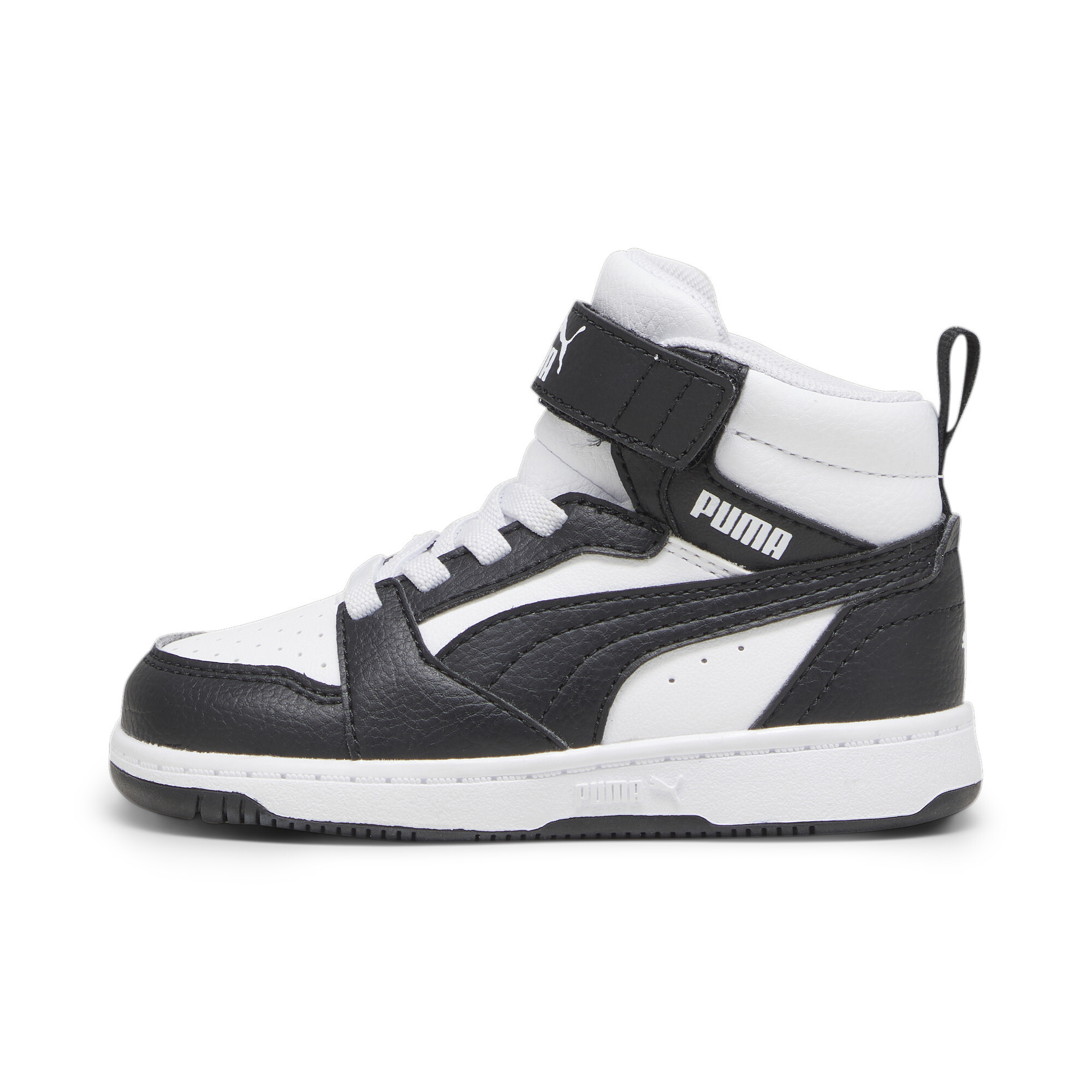 Puma Rebound V6 Mid Sneakers Baby Schuhe | Mit Plain | White/Black/Shadow Gray | Größe: 24