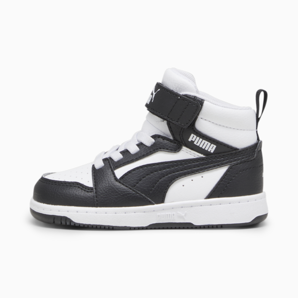 PUMA Rebound V6 Mid Toddlers' Sneakers, PUMA White-PUMA Black-Shadow Gray, large-ZAF