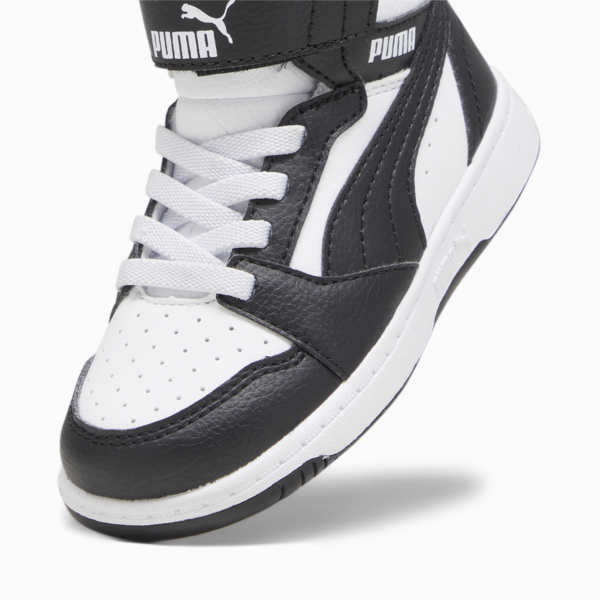 PUMA Rebound V6 Mid Toddlers' Sneakers, PUMA White-PUMA Black-Shadow Gray, large-ZAF