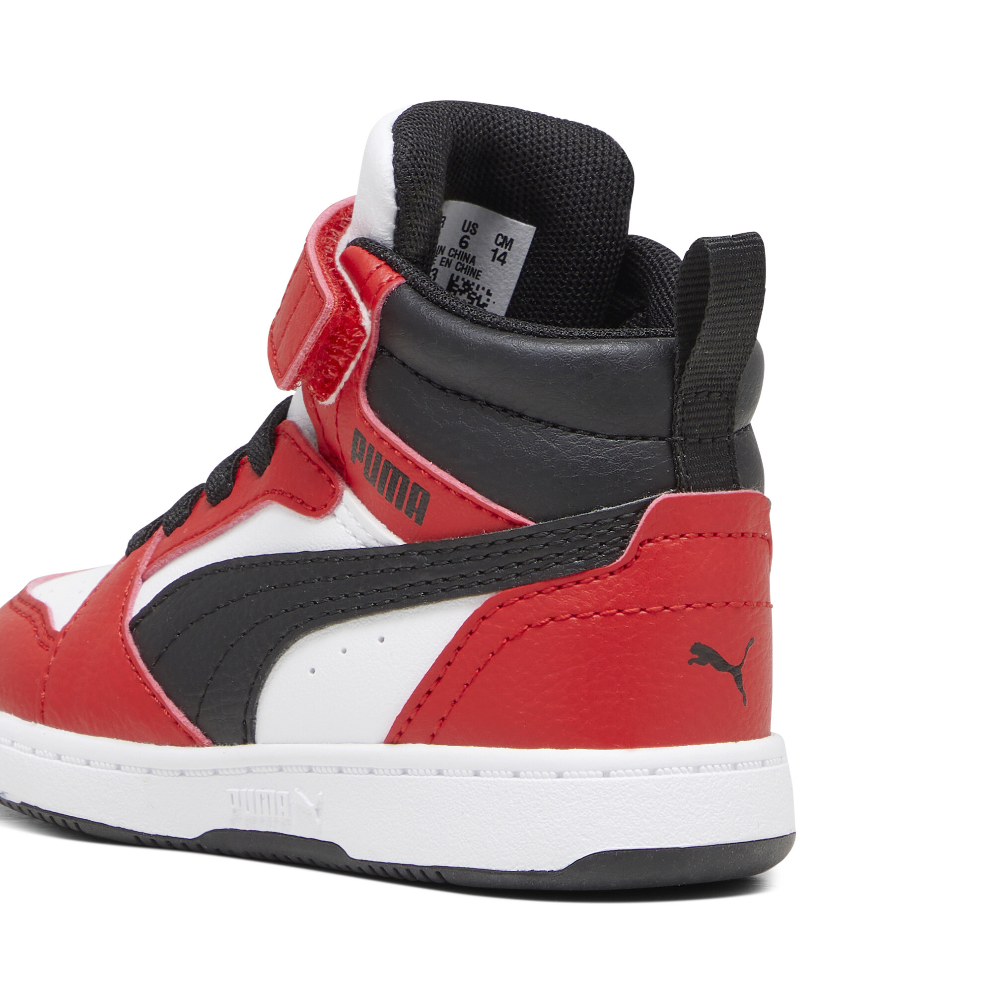 PUMA Rebound V6 Mid sneakers, Zwart/Rood/Wit, Maat 22 thumbnail 5