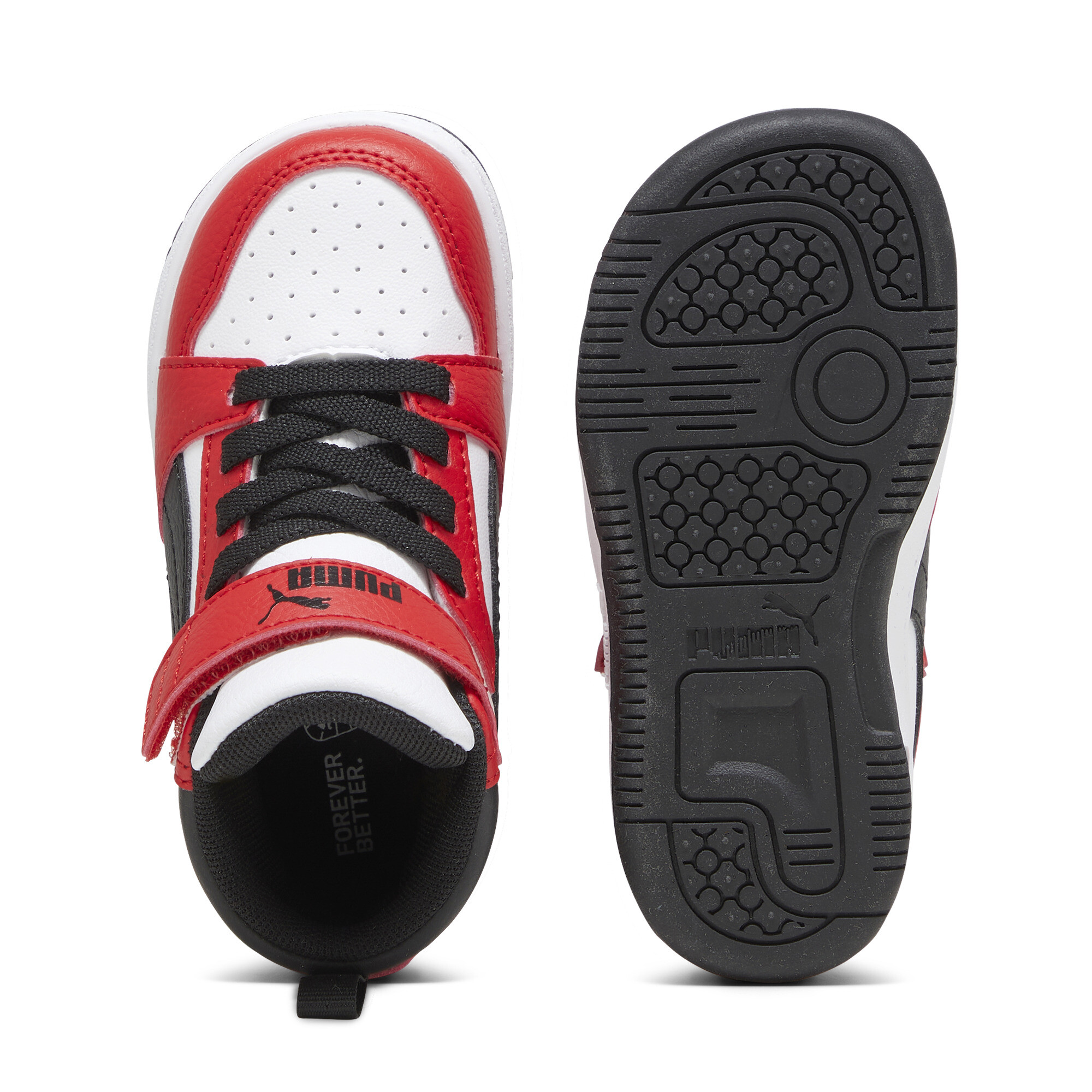 PUMA Rebound V6 Mid sneakers, Zwart/Rood/Wit, Maat 22 thumbnail 4