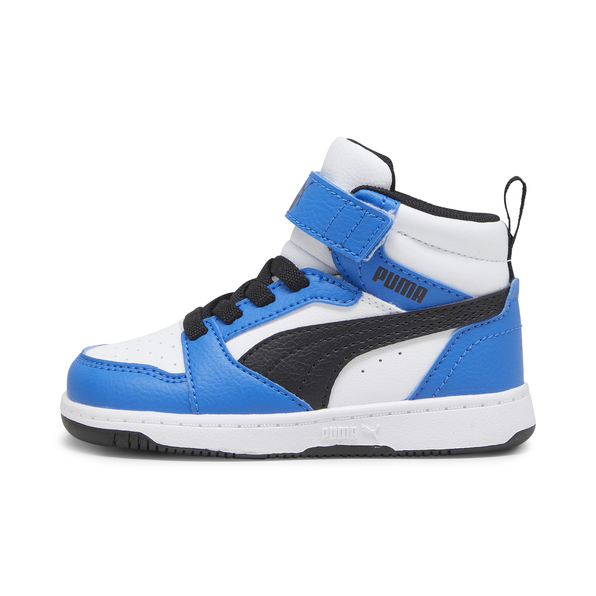 Puma Rebound V6 Mid Sneakers Baby Schuhe | Mit Plain | White/Black/Racing Blue | Größe: 26