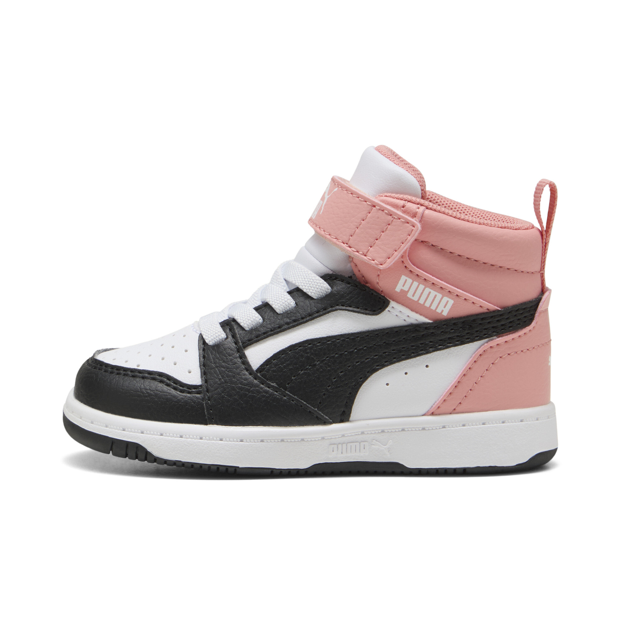 Puma Rebound V6 Mid Sneakers Baby Schuhe | Mit Colorful | White/Strongray/Pink Fruit | Größe: 21