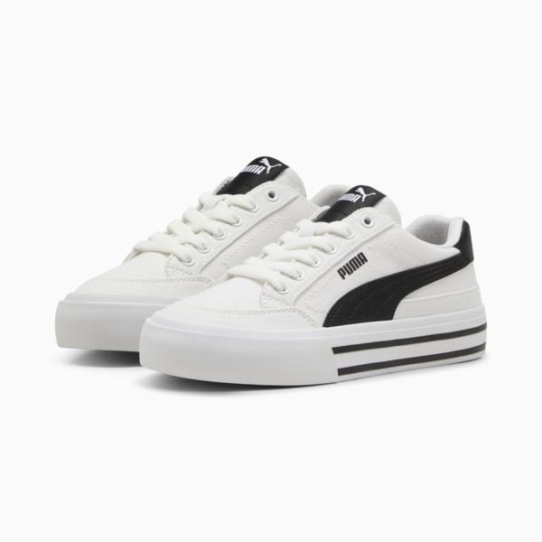 Court Classic Vulc Formstrip Youth Sneakers, PUMA White-PUMA Black, large-MEX