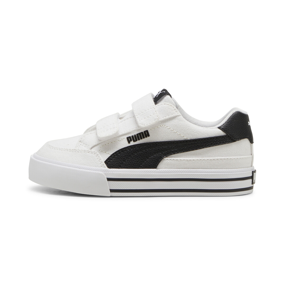 Court Classic Vulc Formstrip Kids' Sneakers in White/Black by PUMA, UK 12