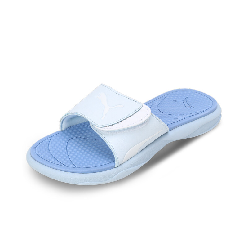 Women's PUMA Royalcat Comfort SOFTRIDE Slides in White/Black/Blue size UK 6