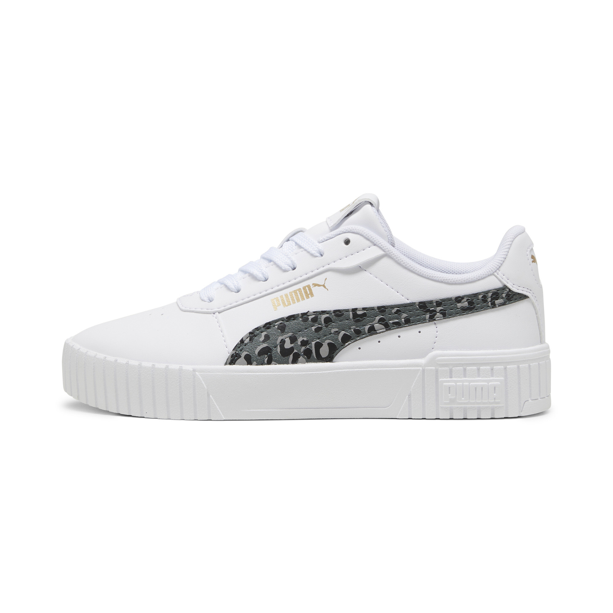 Puma Carina 2.0 Animal Update Sneakers Teenager Schuhe Für Damen Für Kinder | White/Mineral Gray/Gold | Größe: 35.5