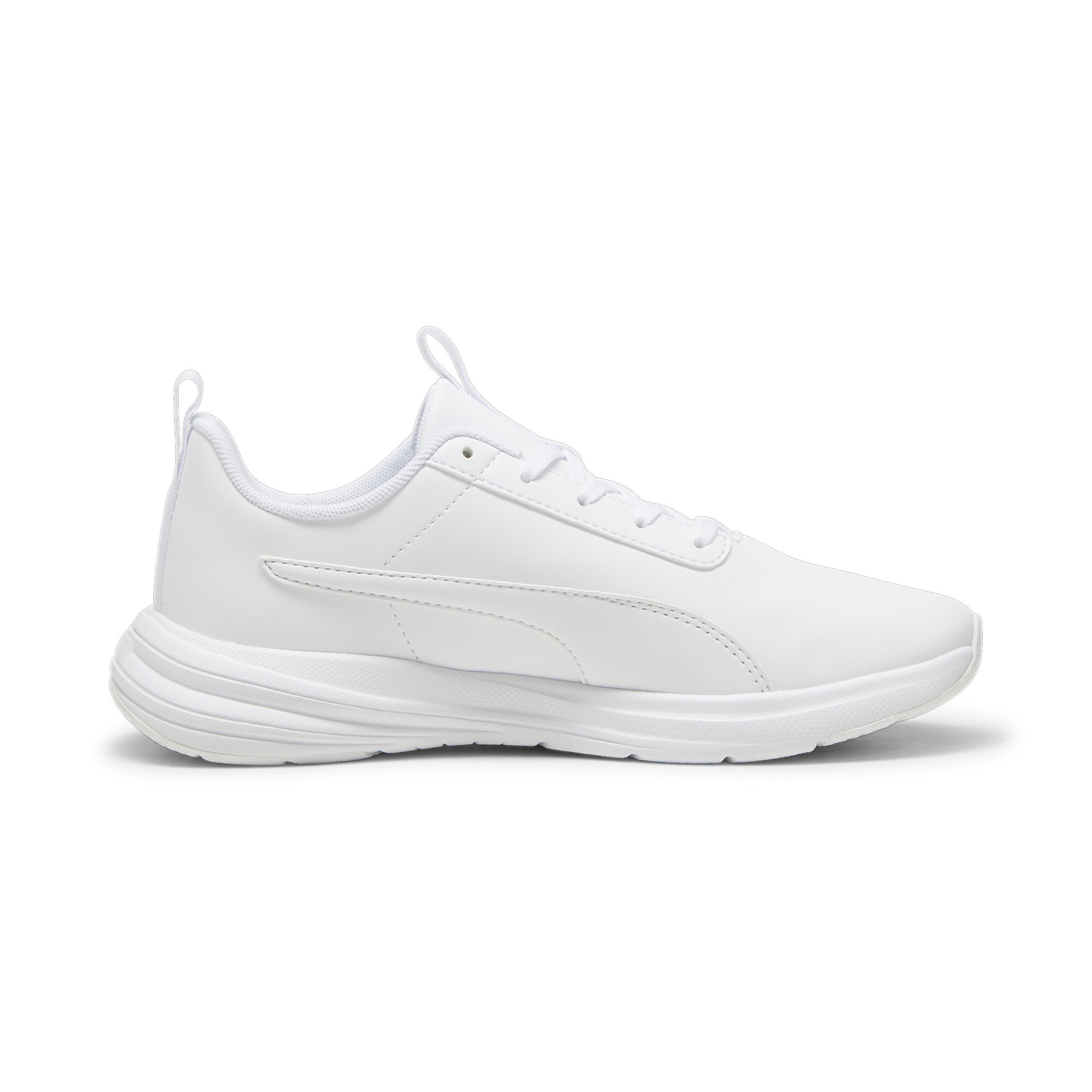 Puma Rickie Runner Youth Sneakers In White/Silver, Size EU 37.5