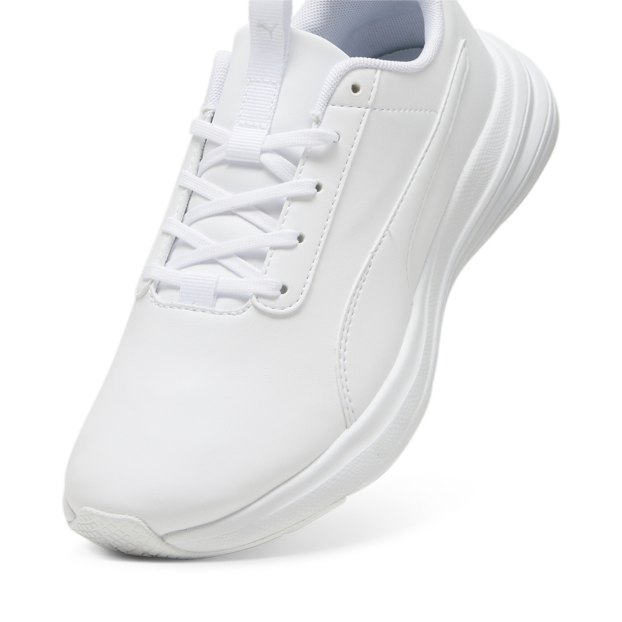 Puma Rickie Runner Youth Sneakers In White/Silver, Size EU 37.5