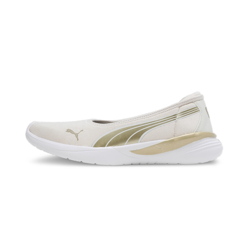 Women's PUMA Evelyn Softride Ballerinas in White/Gray/Gold size UK 5