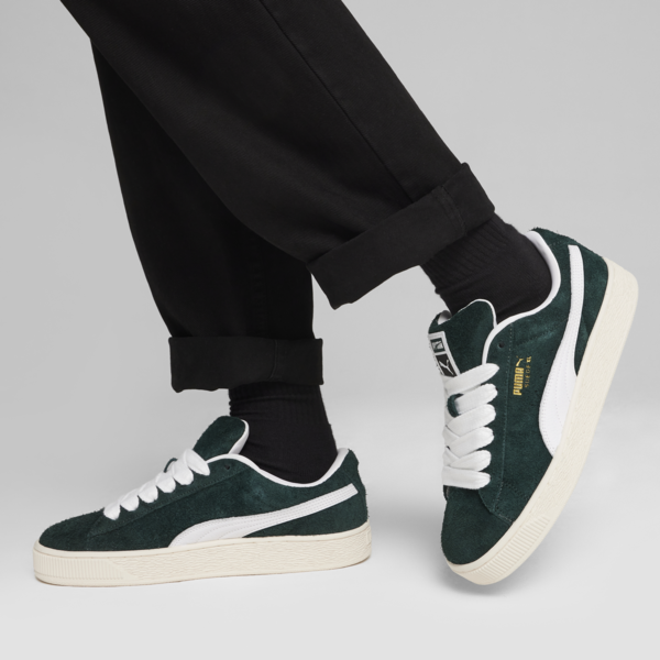 Suede XL Hairy Sneakers, Ponderosa Pine-Frosted Ivory, large-ZAF