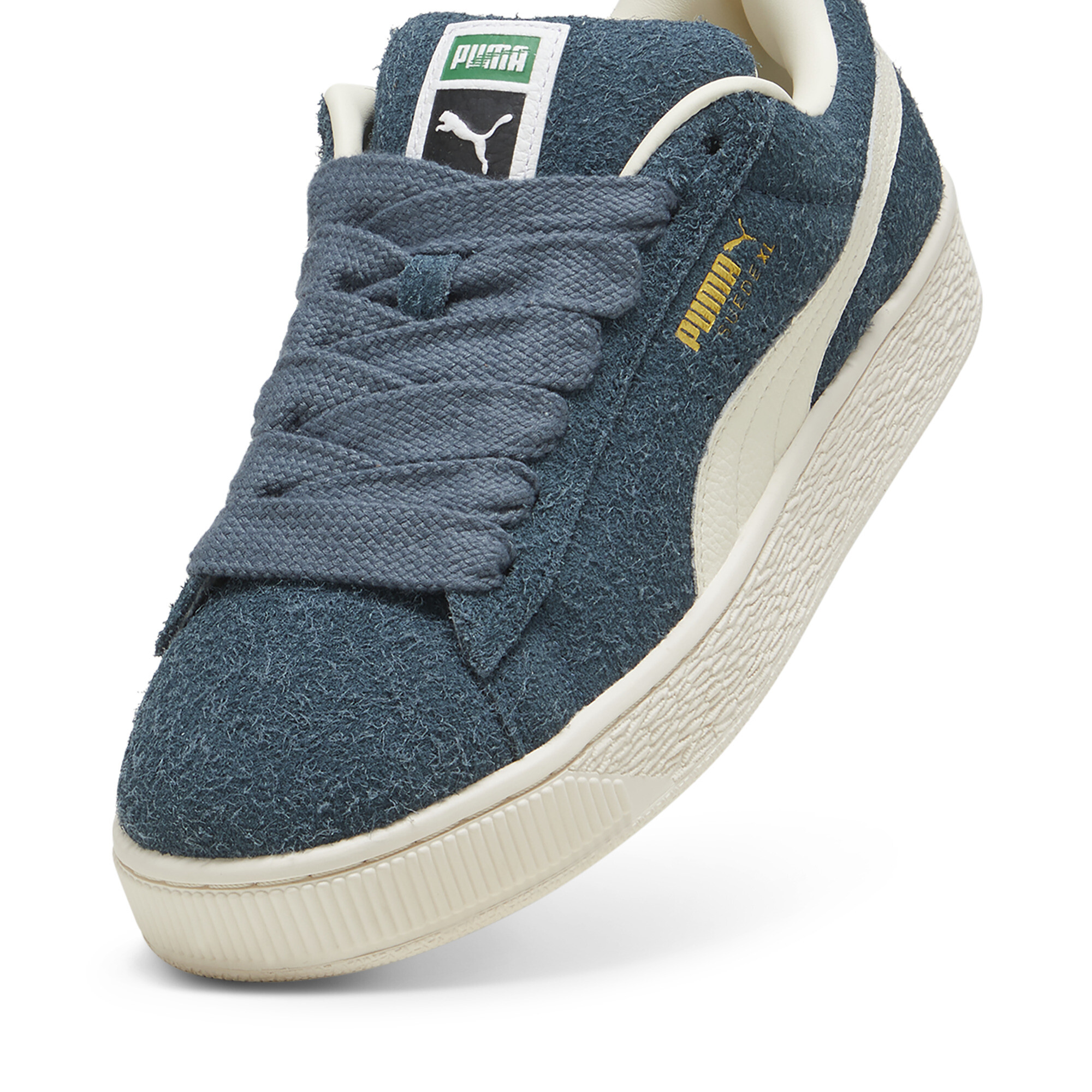 Men's Puma Suede XL Hairy Sneakers, Gray, Size 45, Shoes