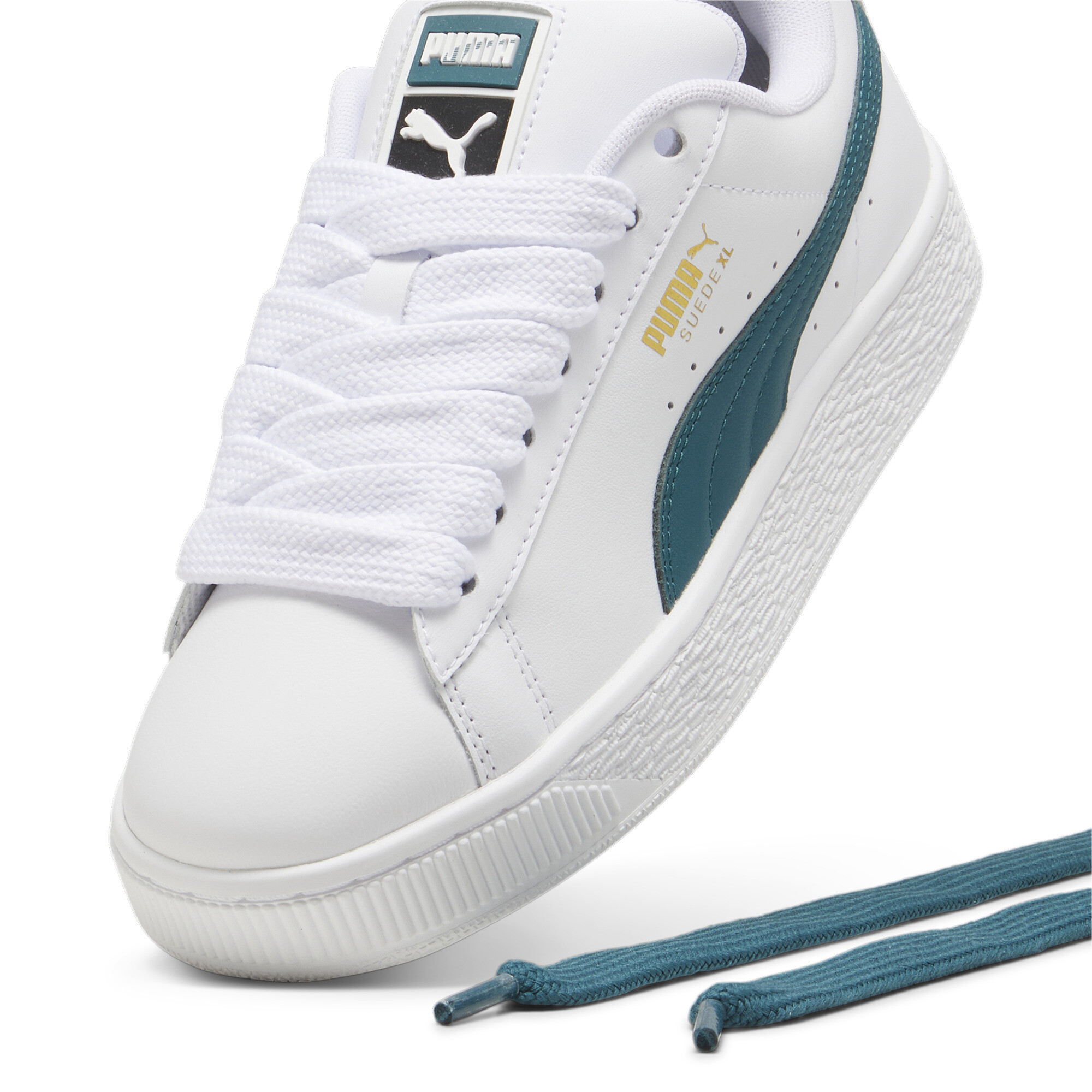 Suede XL leren sneakers uniseks, Groen/Wit, Maat 39 | PUMA