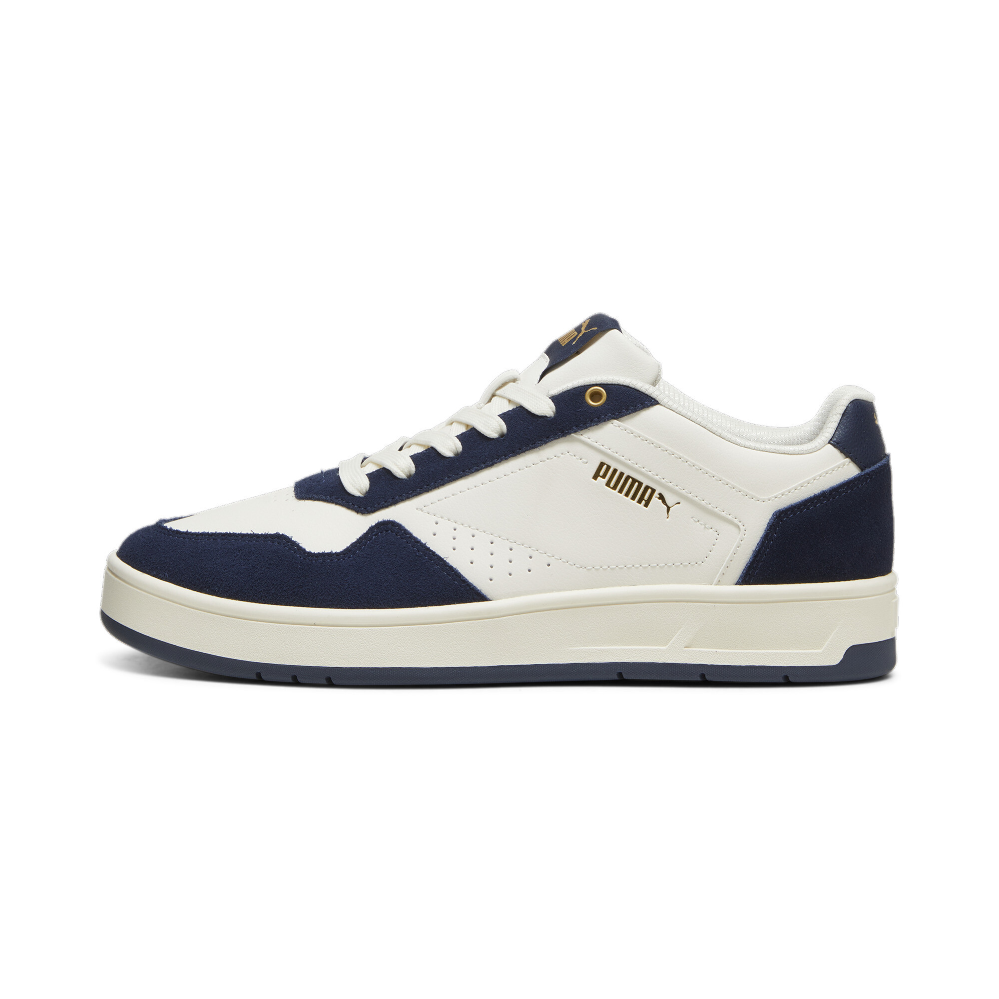 Puma Court Classic Suede Sneakers Schuhe | Frosted Ivory/Club Navy/Gold | Größe: 44