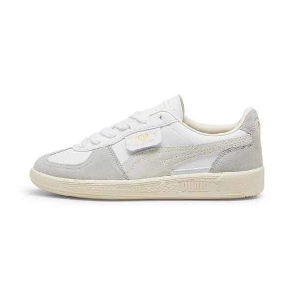 Shop Puma Palermo Leather Big Kids' Sneakers In White-cool Light Gray-sugared Almond