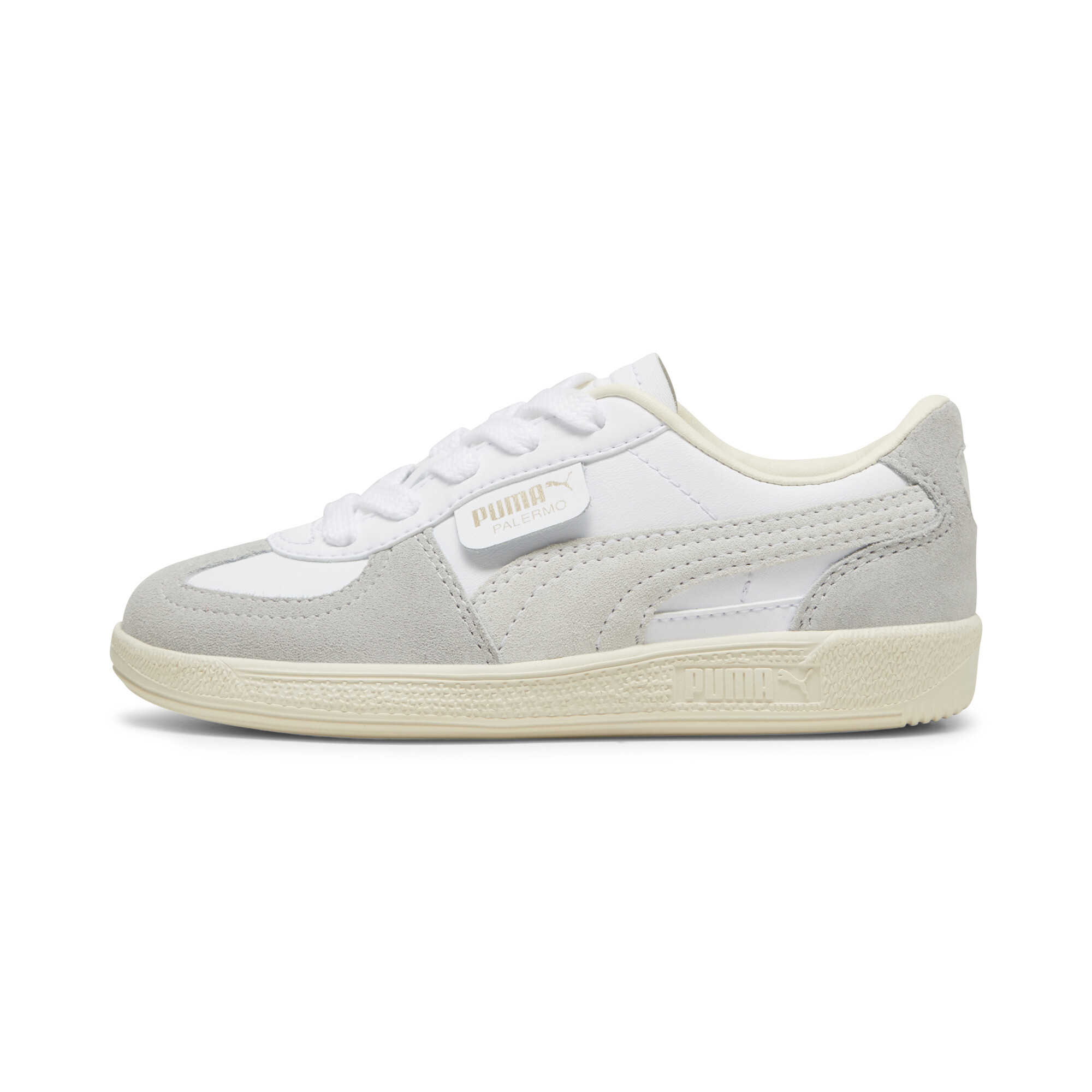 Puma Palermo Leather Sneakers Kinder Schuhe | Mit Plain | White/Cool Light Gray/Sugared Almond | Größe: 35