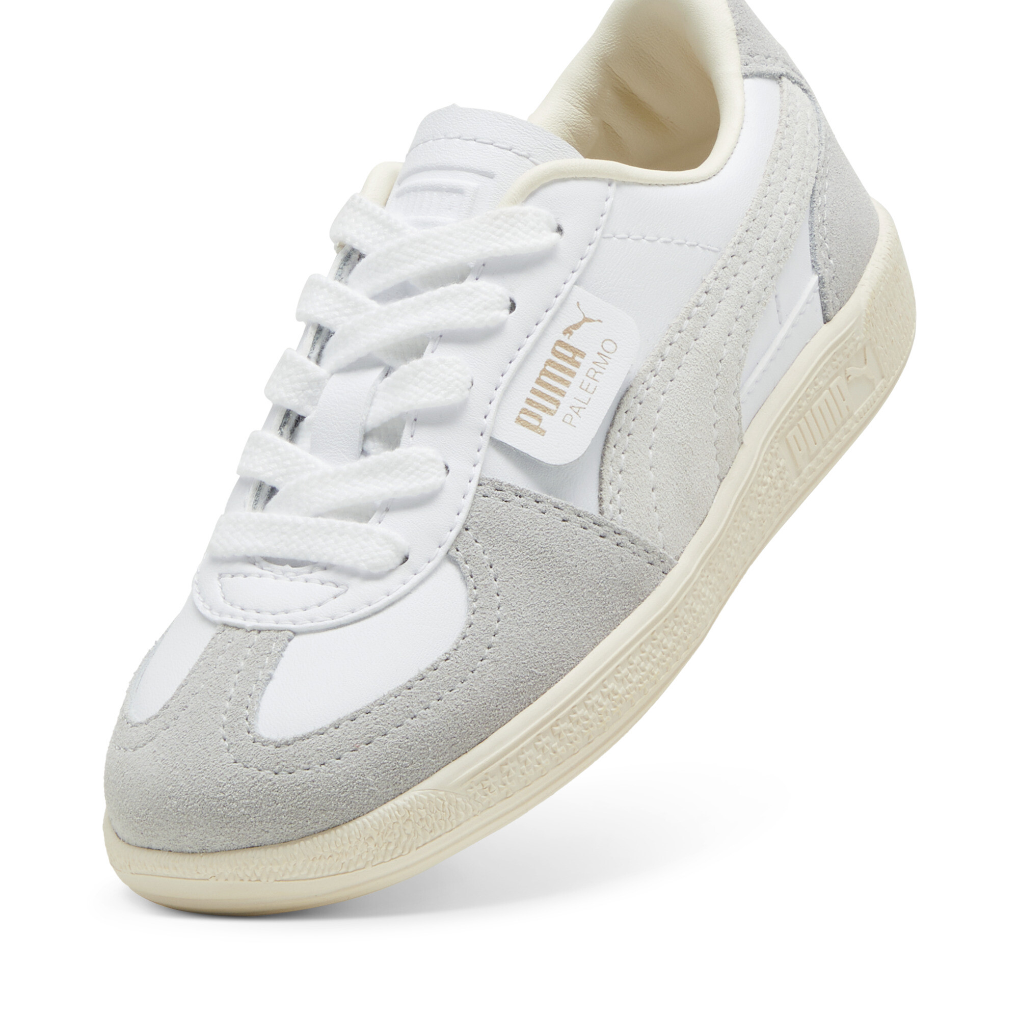 Palermo leren sneakers, Grijs/Rood/Wit, Maat 27,5 | PUMA