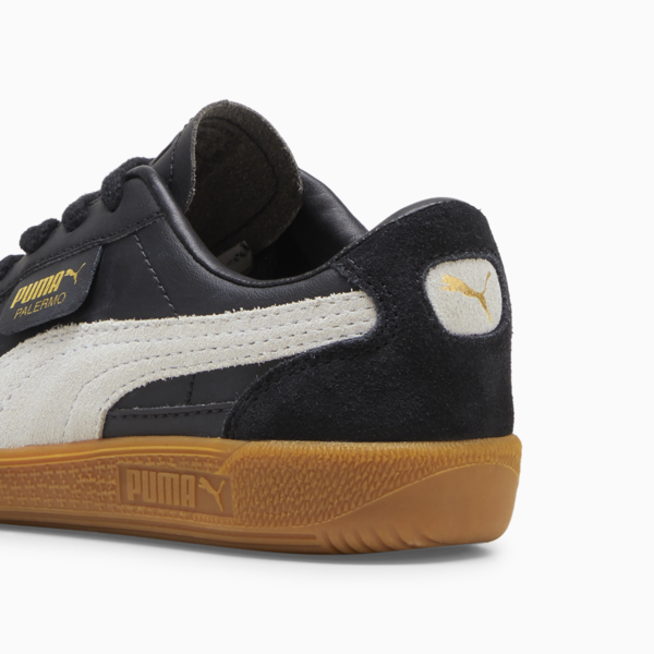 Zapatillas de cuero Palermo para niños, PUMA Black-Feather Gray-Gum, large-ARG