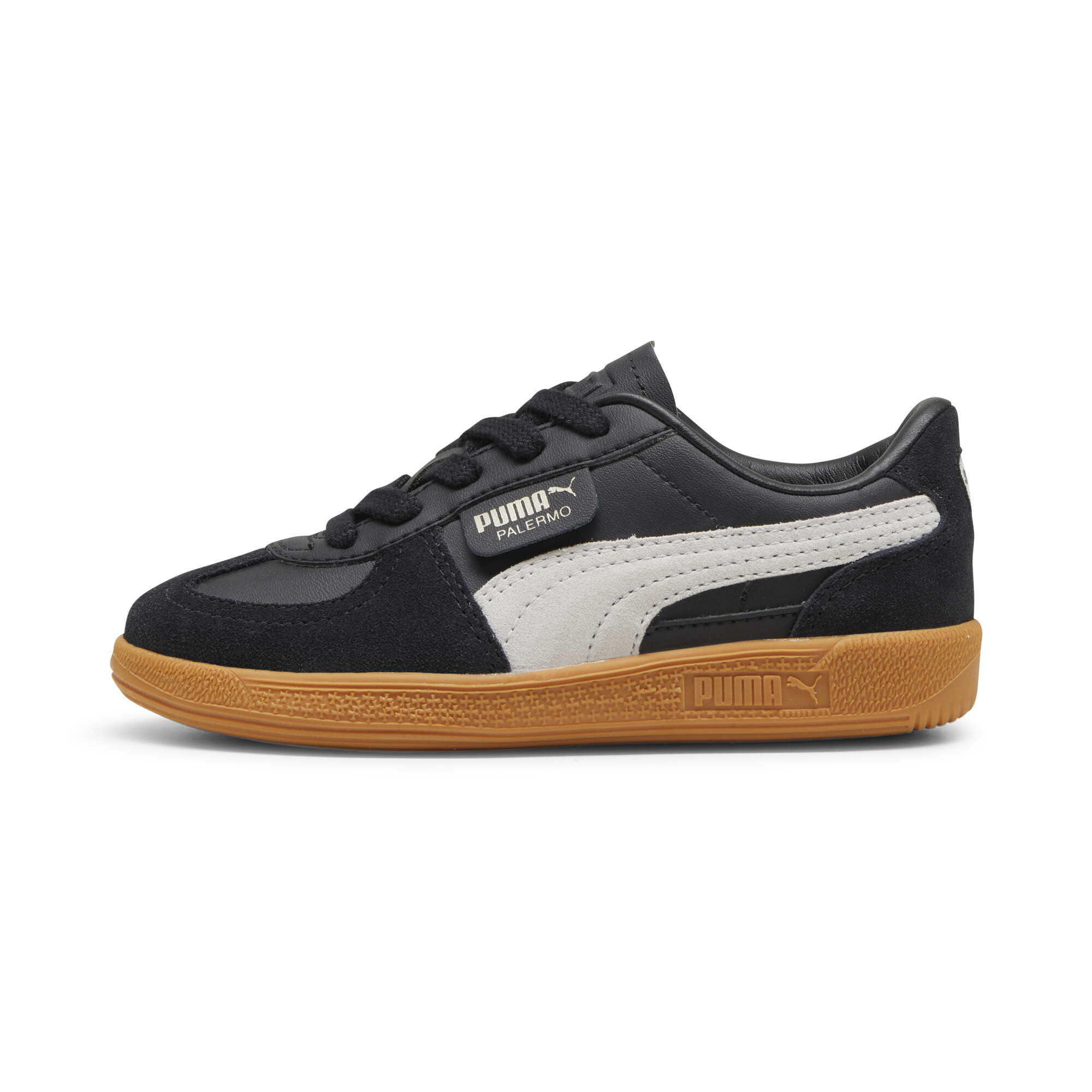 Puma Palermo Leather Sneakers Kinder Schuhe | Mit Plain | Black/Feather Gray/Gum | Größe: 35